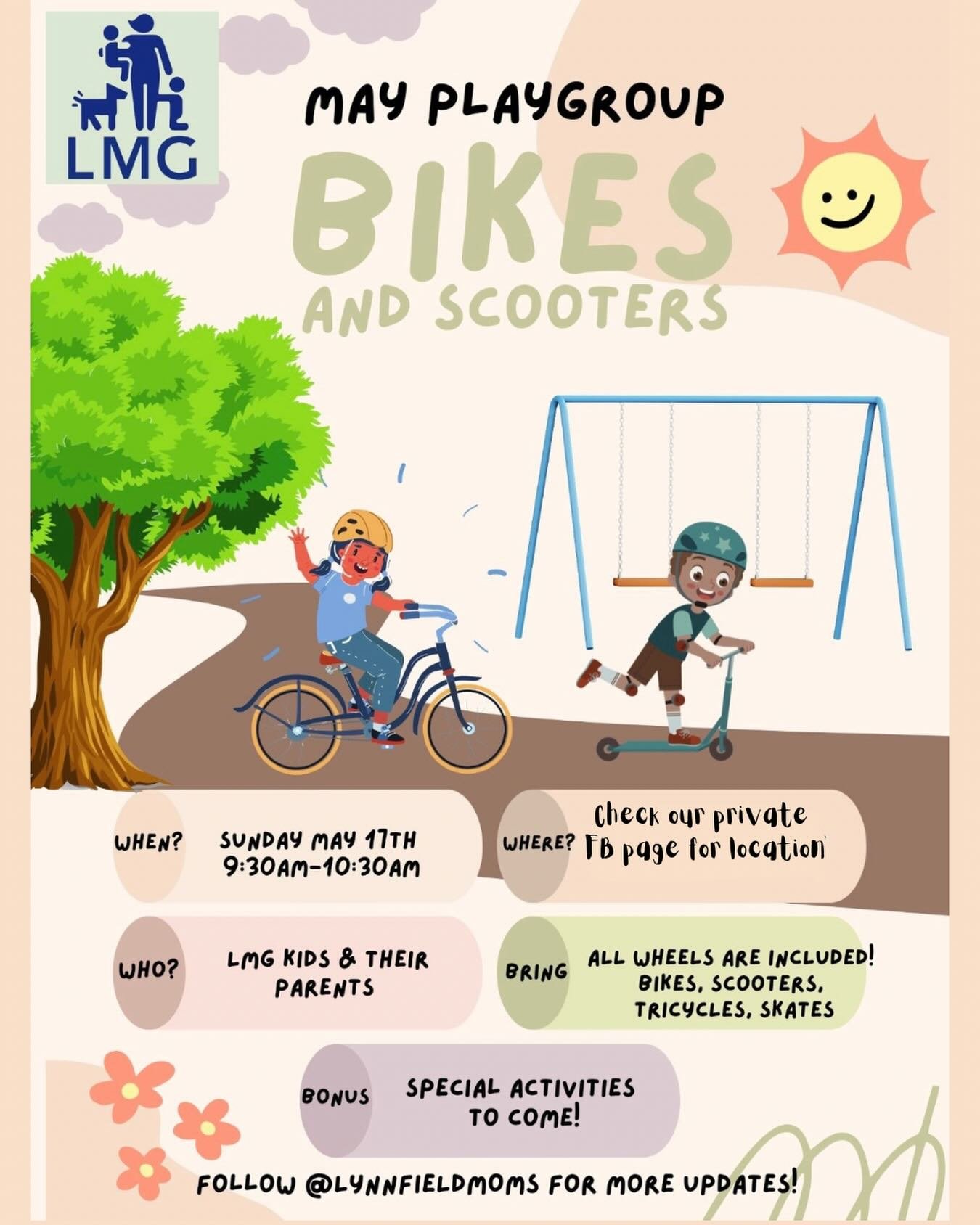 ☀️🛴🚲 May Playgroup is rolling in! 🚲🛴☀️

Join us for a fun morning of bikes, scooters, tricycles, and outdoor play with our LMG families! Whether your little one is zooming around on two wheels or just along for the ride, we can&rsquo;t wait to se