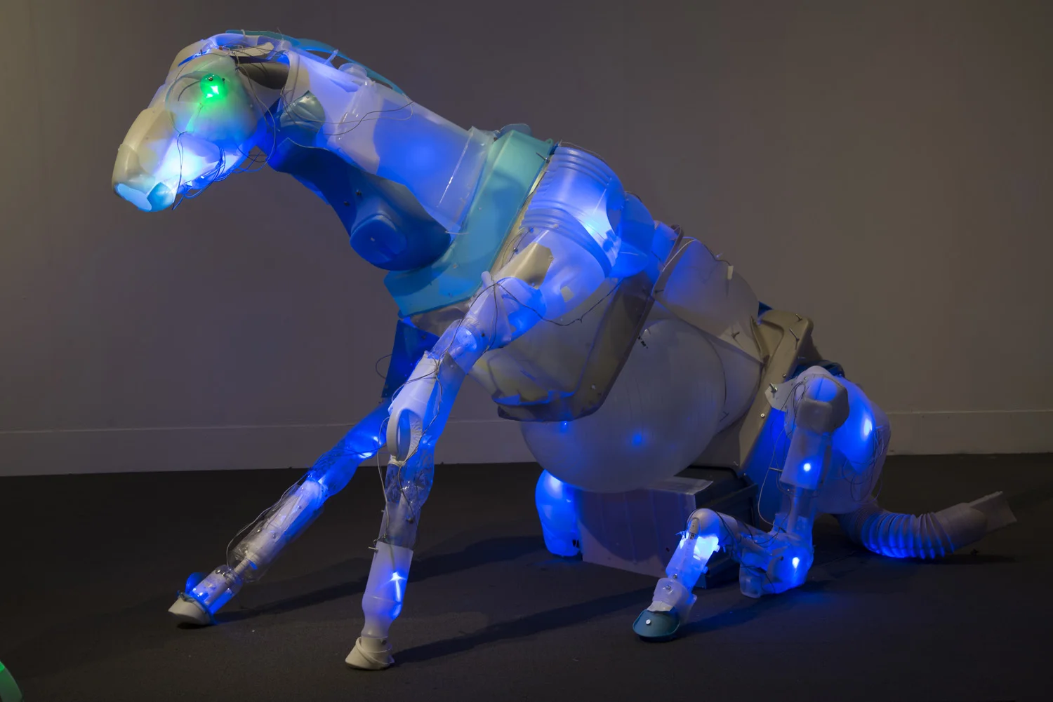   Unsustainable Creature: Horse,&nbsp; post-consumer plastic, PVC, LEDs.&nbsp; 50 x 87 x 42 inches  . 2010-2014.     