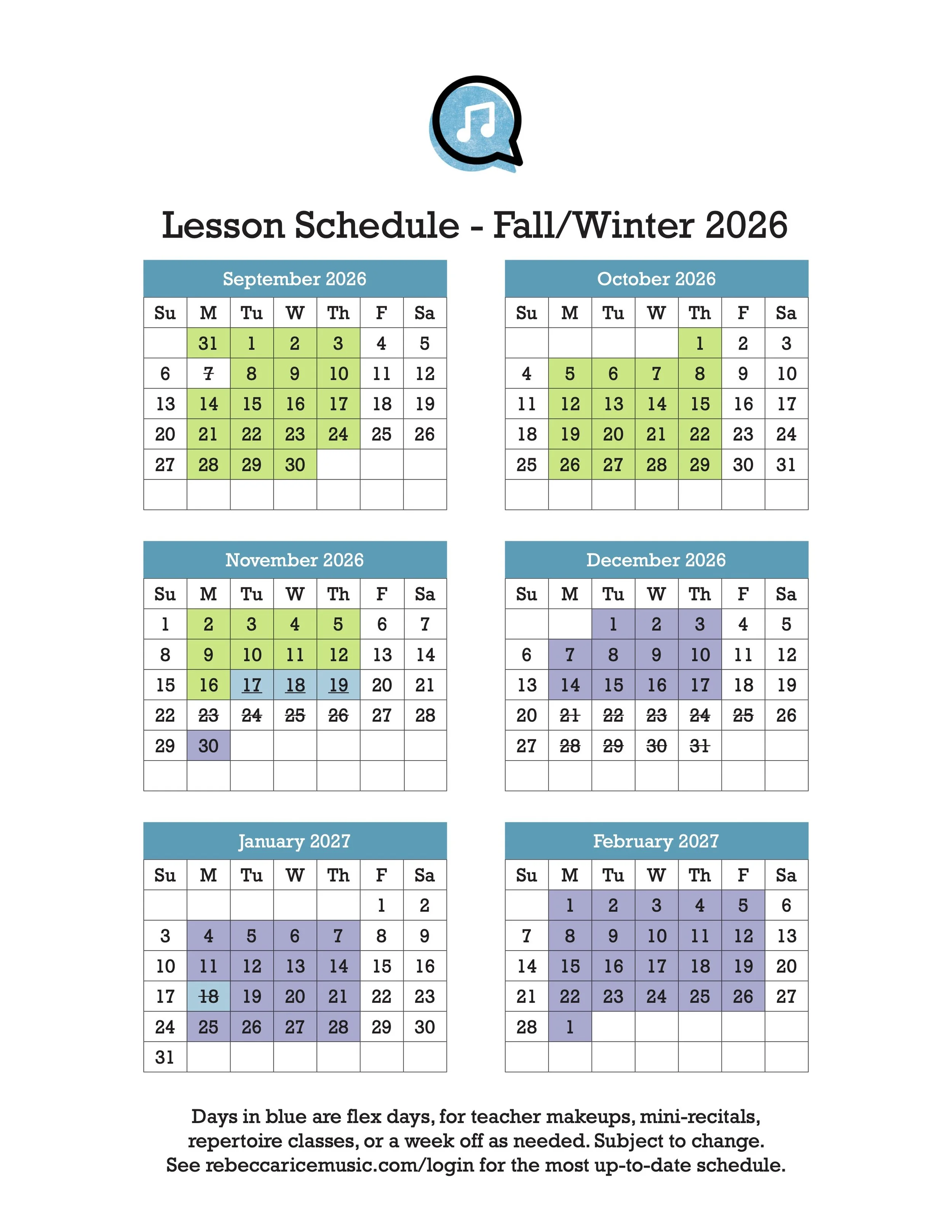 Fall 2026 Tuition Calendar, click for PDF