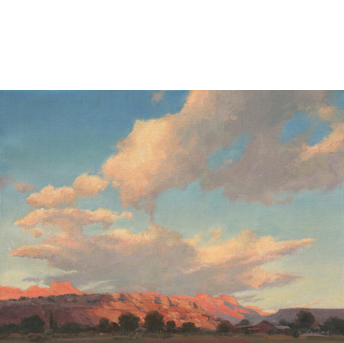 Sundown over Watchman, 14 x 18, Oil on Panel, Del Monte Fine Art