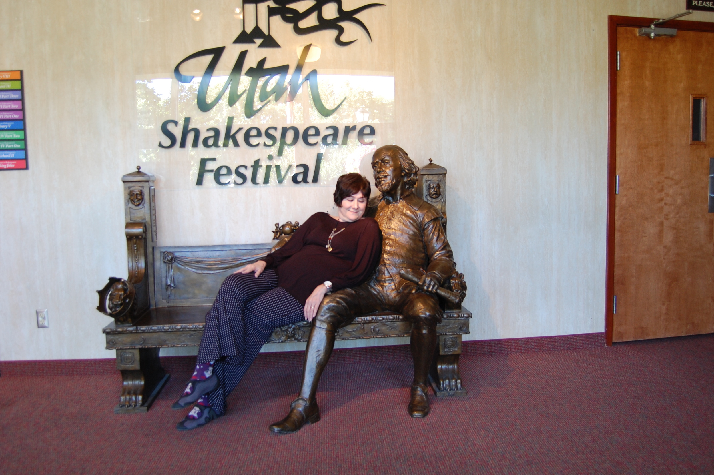Will Shakespeare and Mary Jane Schaefer getting to know each other at The Utah Shakespeare Festival, August 2014. Photo taken by Annalisa F. Schaefer.