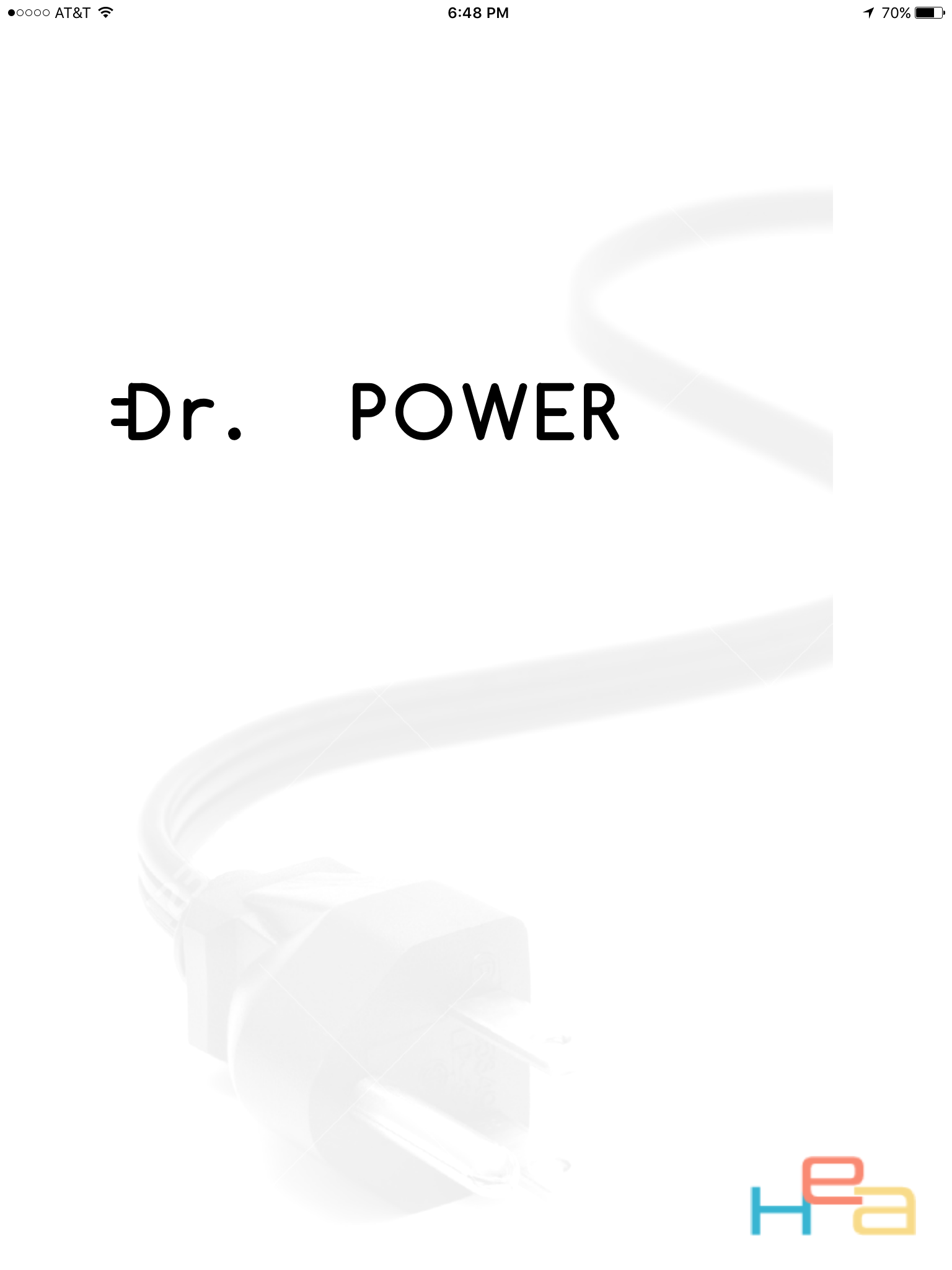 Dr Power splash screen when starting up