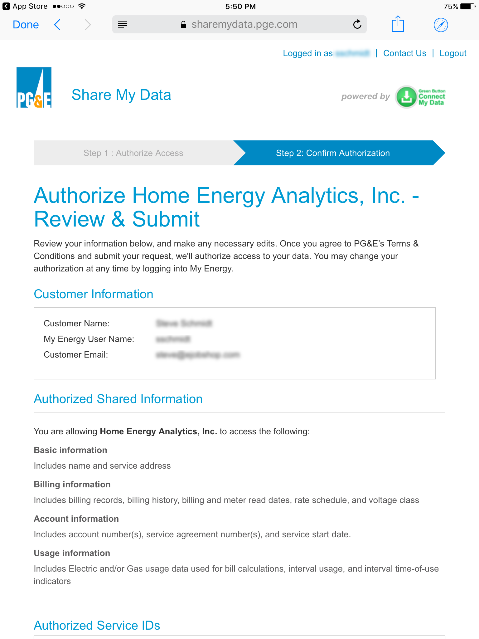 Review your Authorization