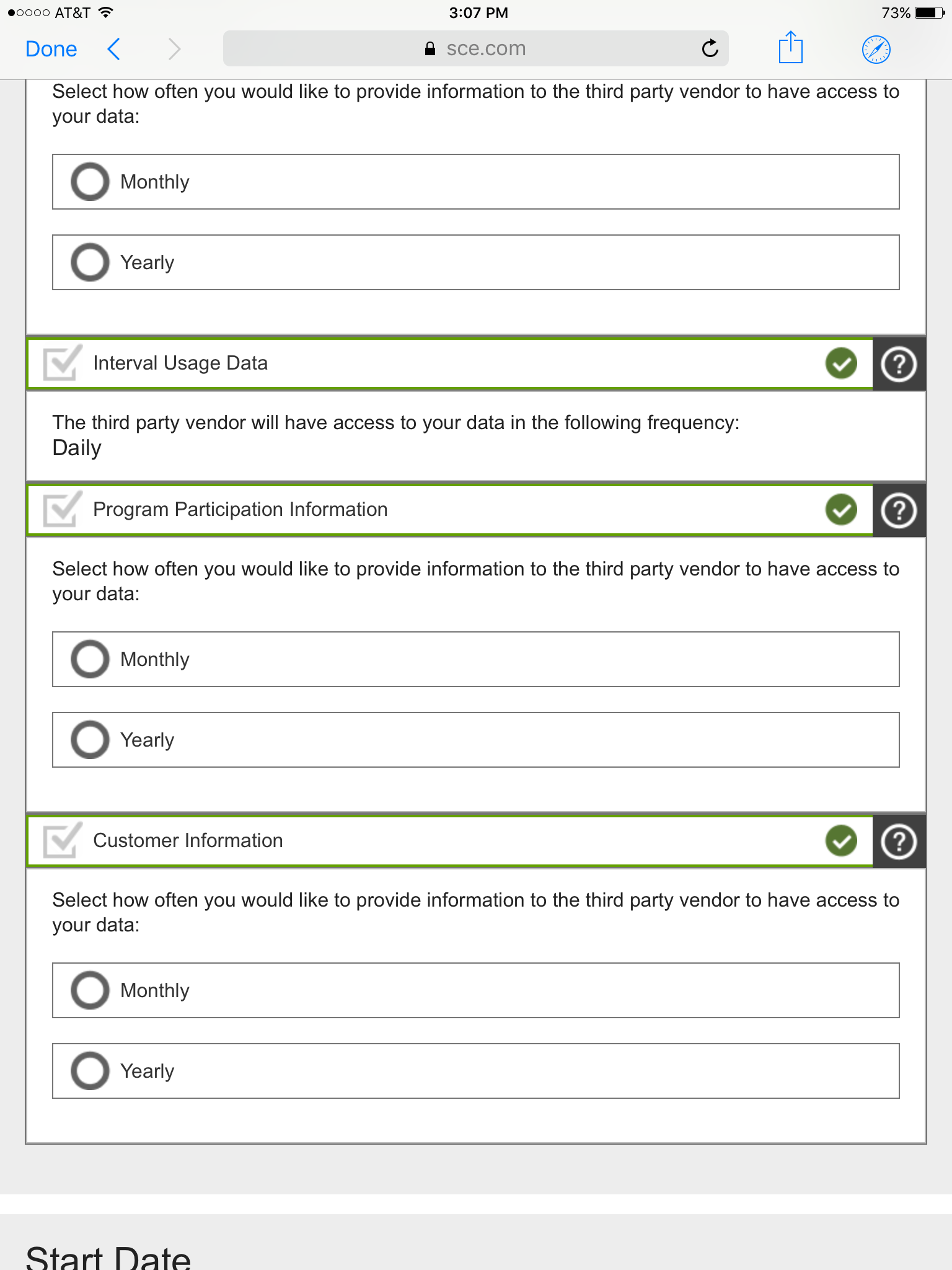 Select "Monthly" option for all data types