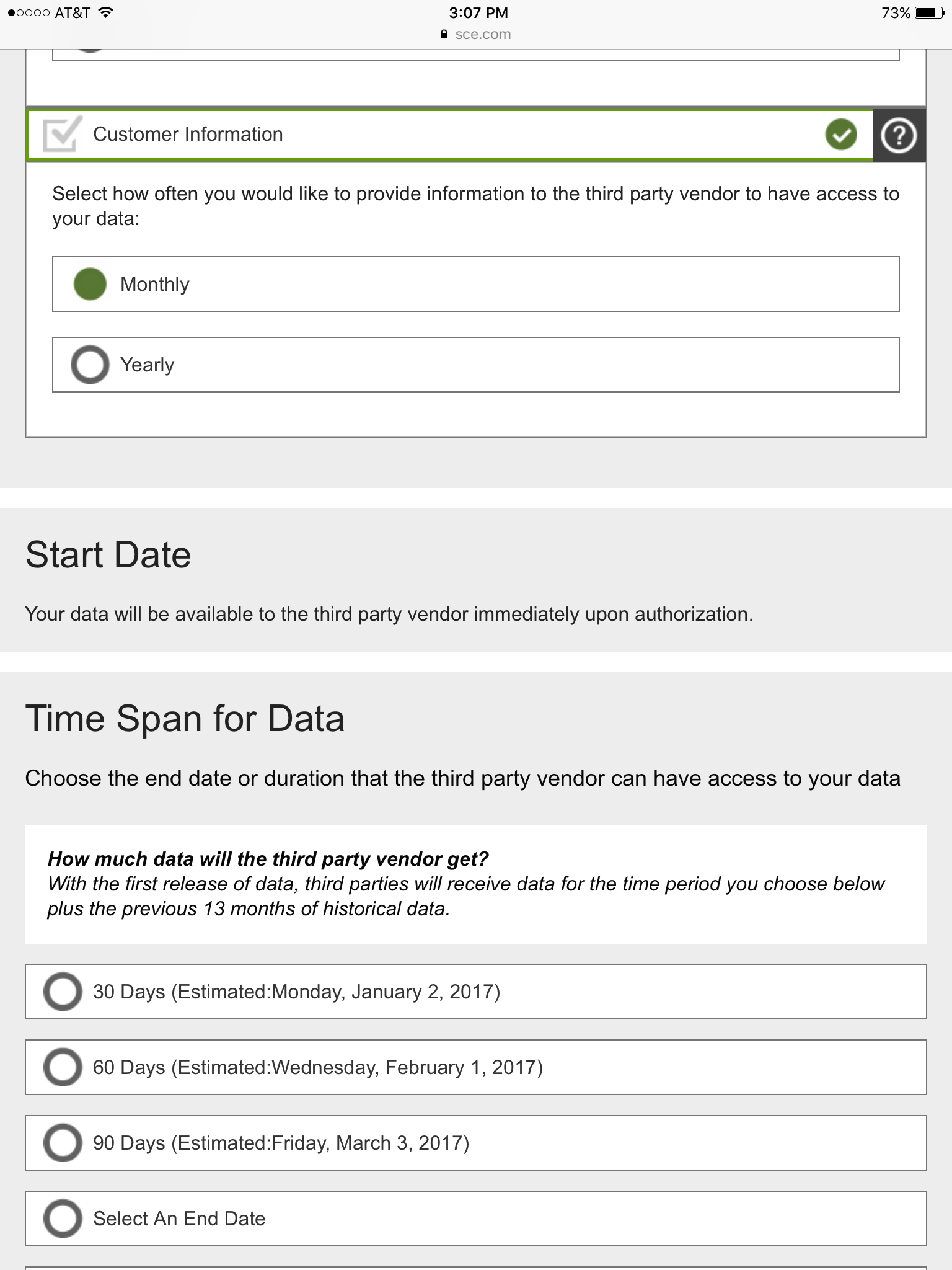 Select a Time Span for Data