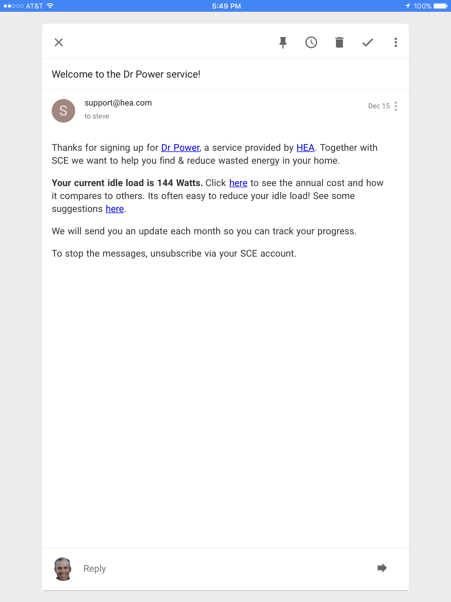 Email with link