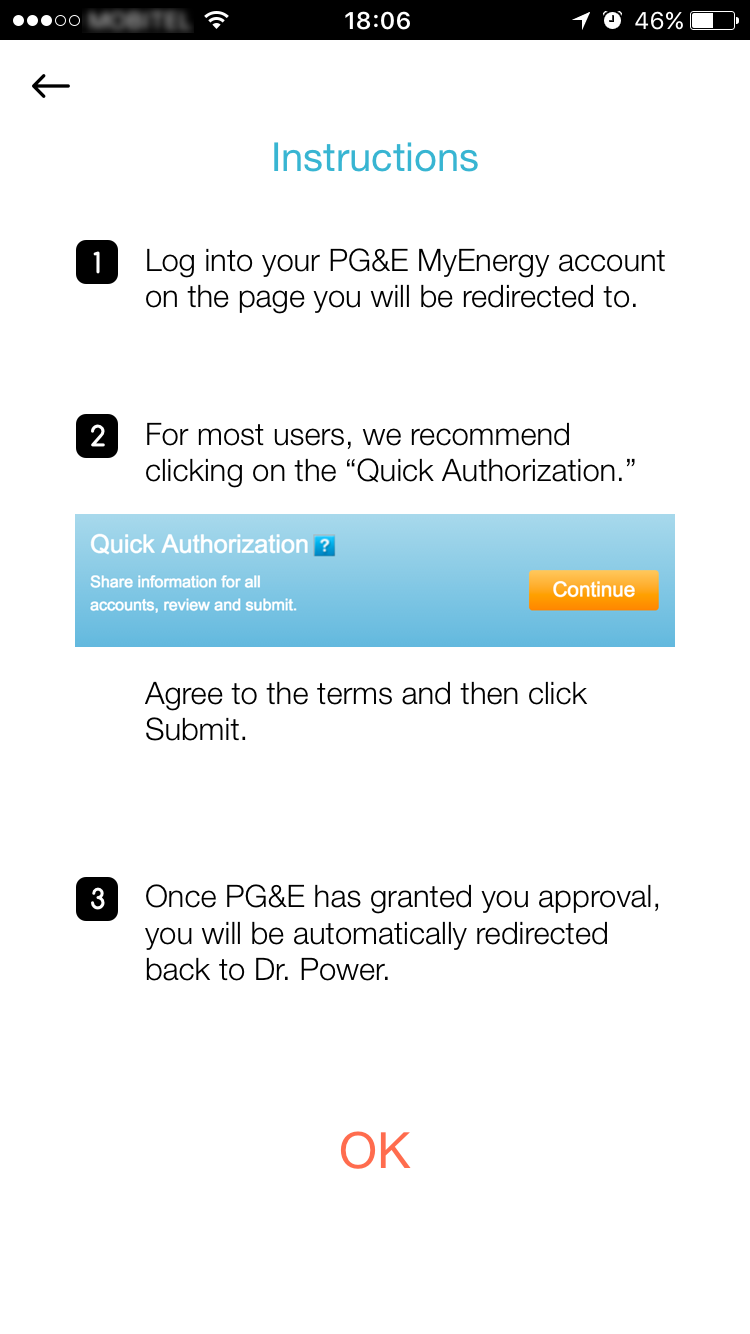 Start PG&E authorization