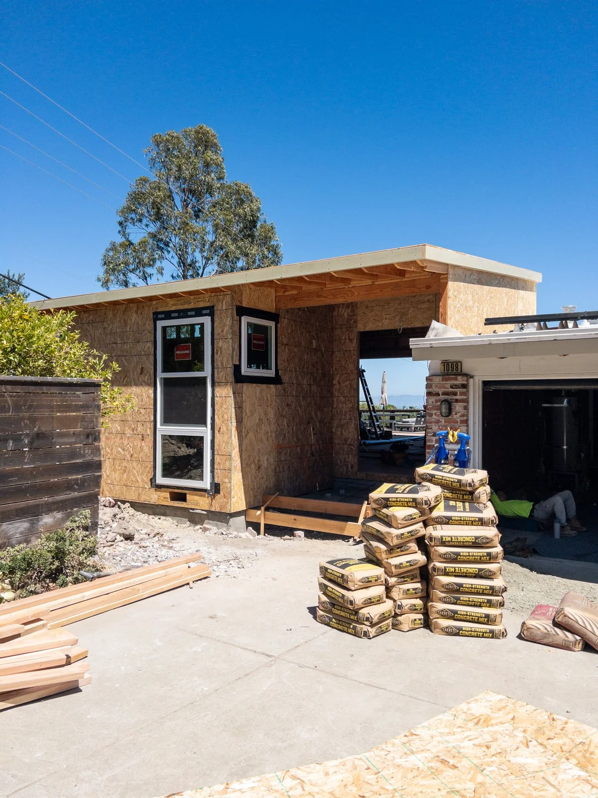  New covered entrance during framing 