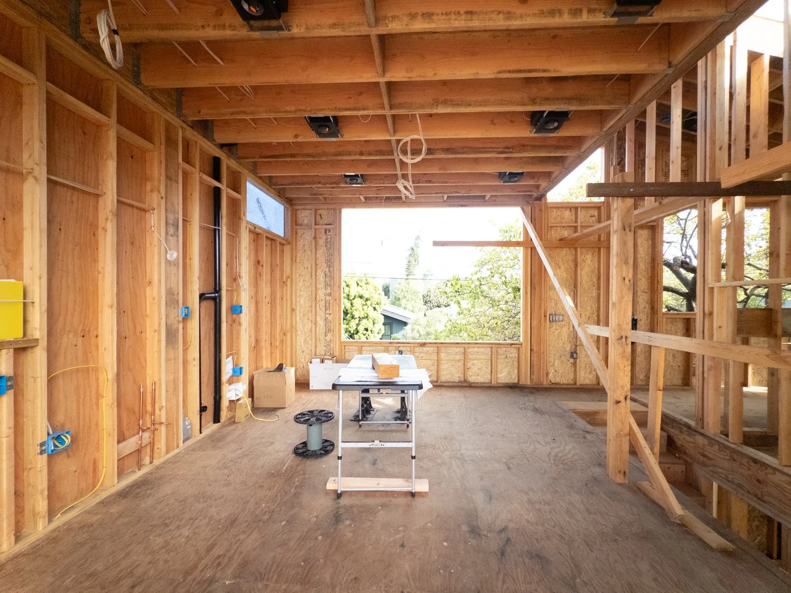  Addition in rear yard with light well over stairway 