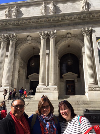 Hanging in front of the NYPL with colleagues.