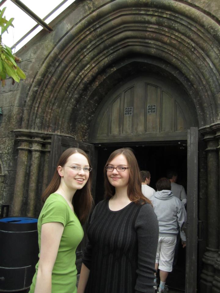 Me and my sister outside of Hogwarts in the Orlando park back in 2012. Adorable. 