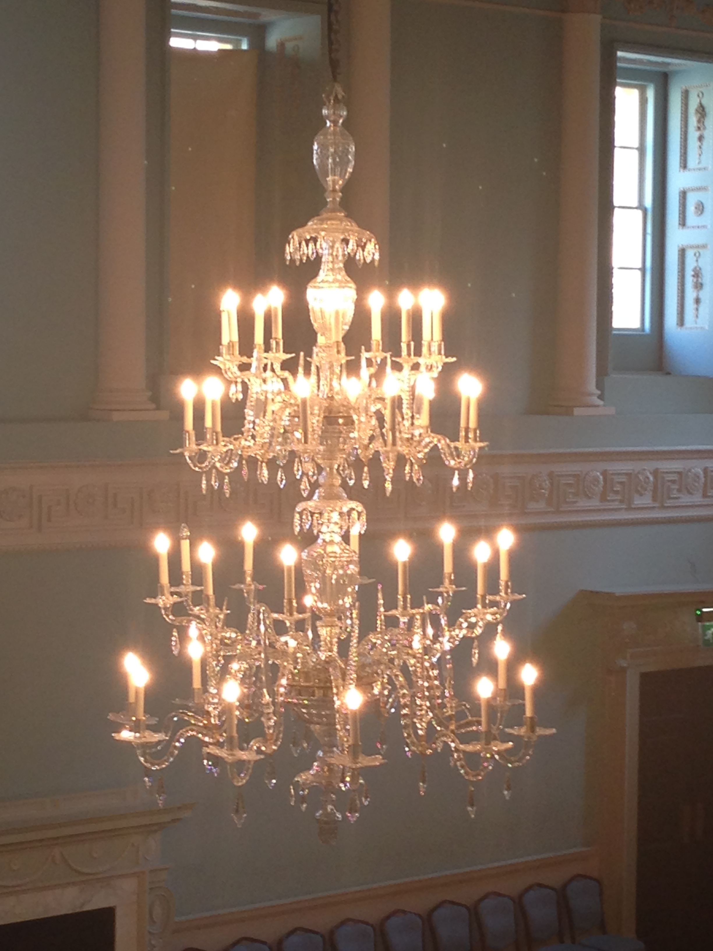  Close-up of one of the chandeliers. 