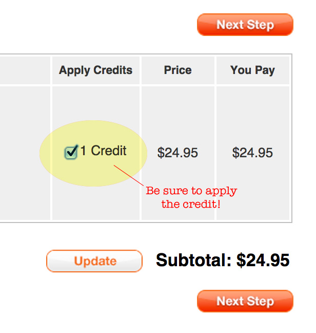 Be sure to apply the credit!