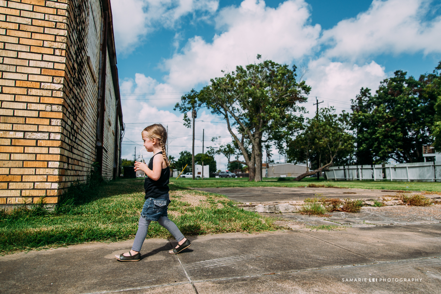 Little girl walking through richmond, TX streets | Photographed by Samarie-lei