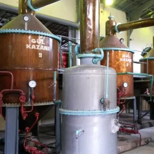 Fabrikada gül suyu ve gül yağı üretimi