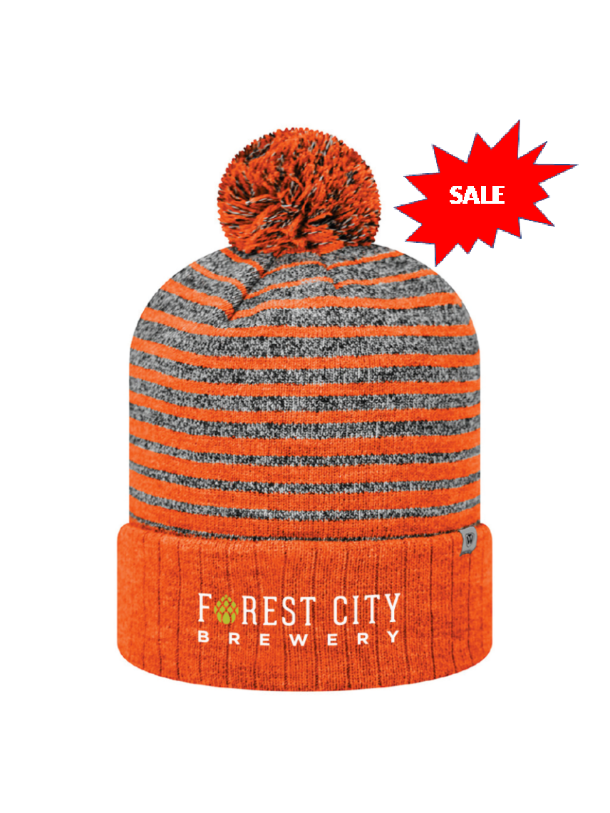 Winter Knit Hat (Orange and Gray 
