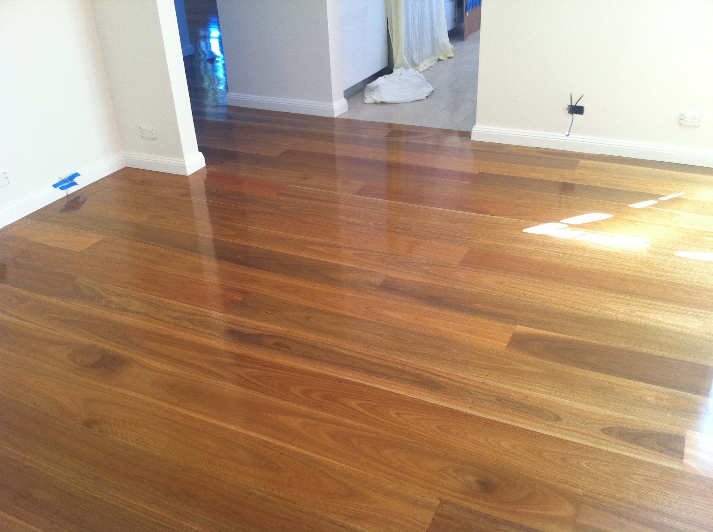  Spotted Gum 180mm wide timber floorboards, finished with a Modified Oil Gloss   