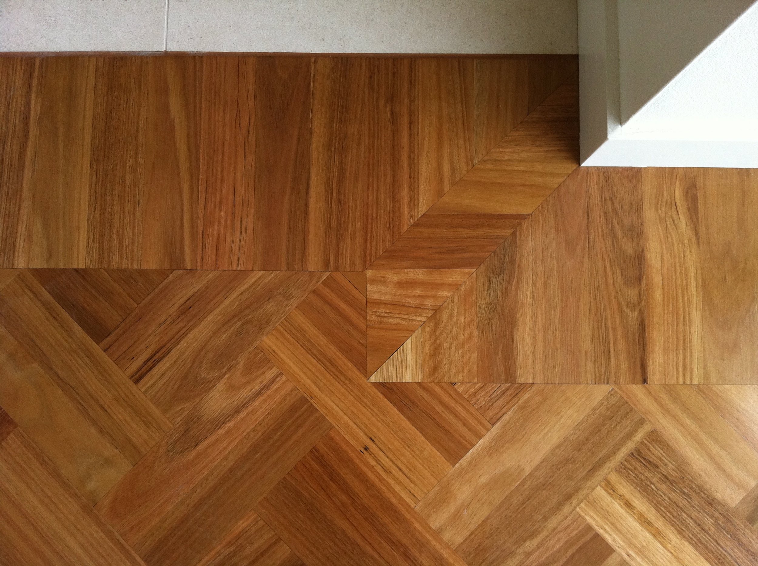  Blackbutt laid in double herringbone pattern with a soldier course border 