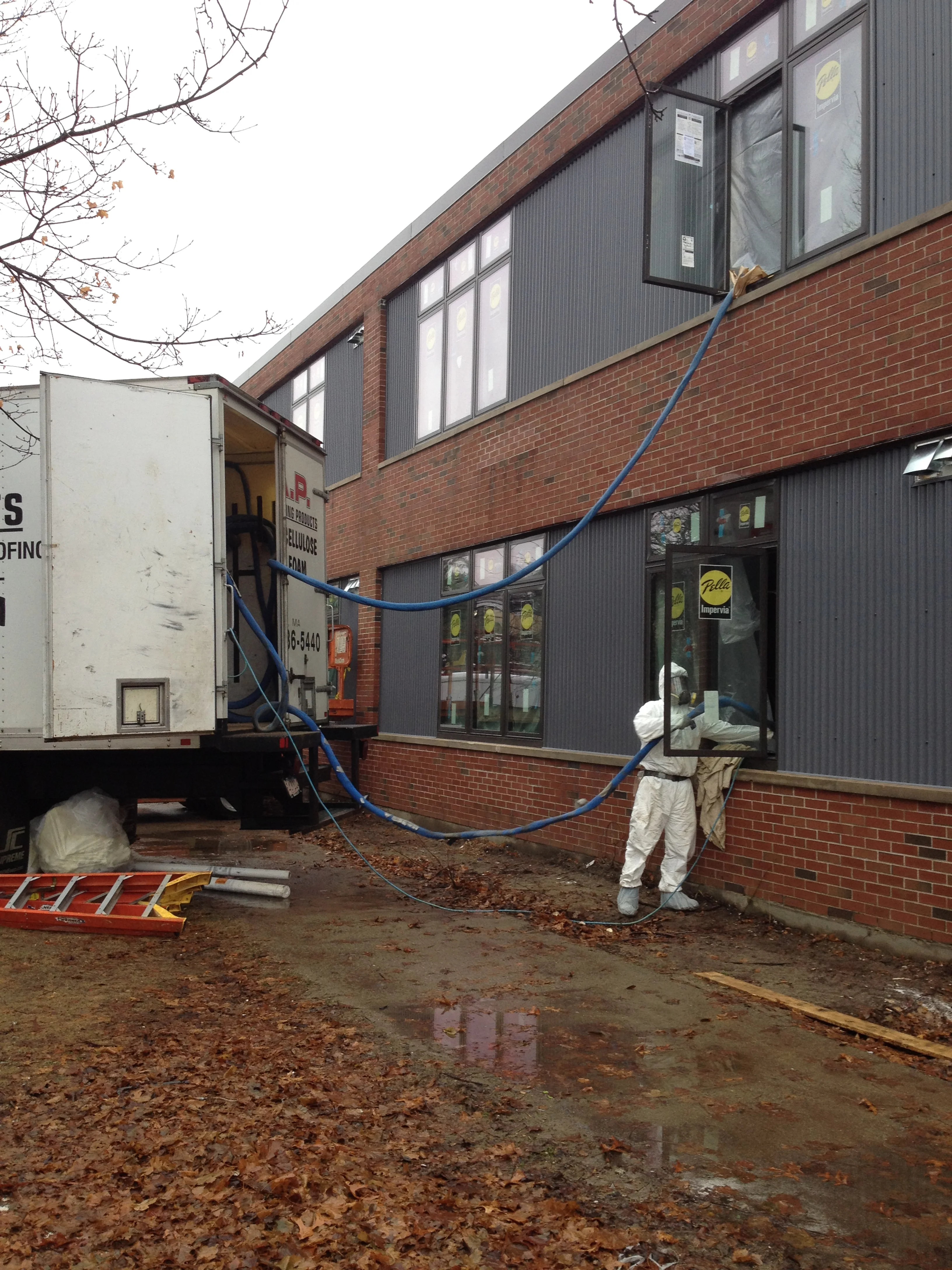 Insulation hoses going into the units.