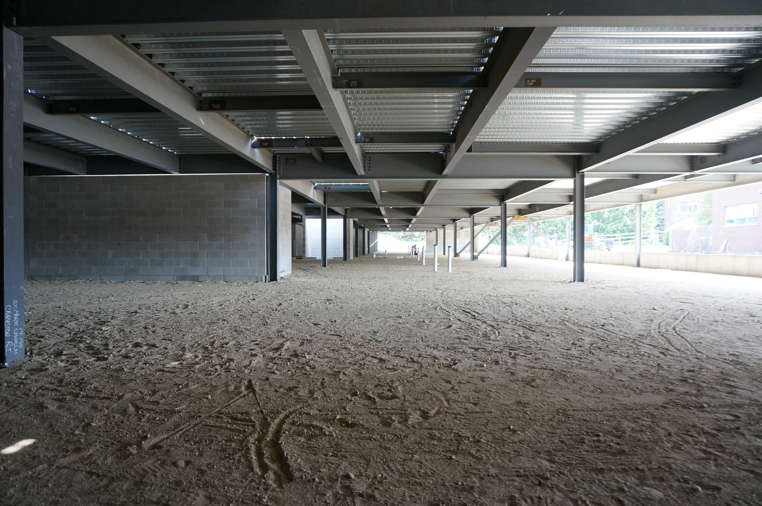 Structural steel in the parking garage.