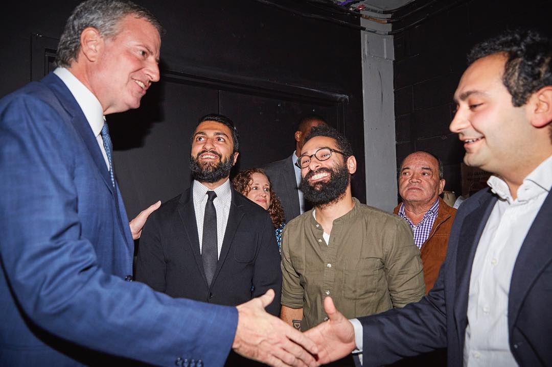 As mentioned in the intro, Mayor Bill Deblasio (left) at Elsewhere signing the repeal of the historic cabaret law (1926-2017) with Dhruv, Jake, and Rami (left to right). 