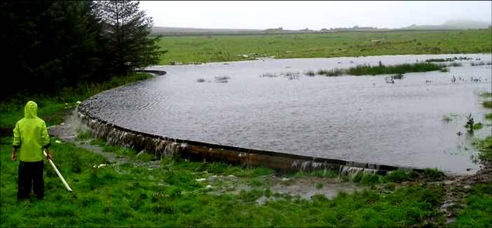 With heavy rains, the "bunds" slow the flow of water, allowing it to soak into the ground.