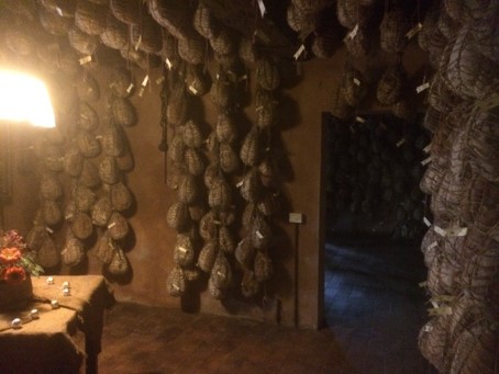 Culatello maturing in the cellars 
