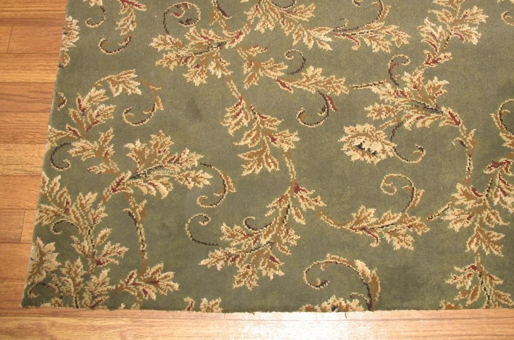 Hand tufted rug fringe installment