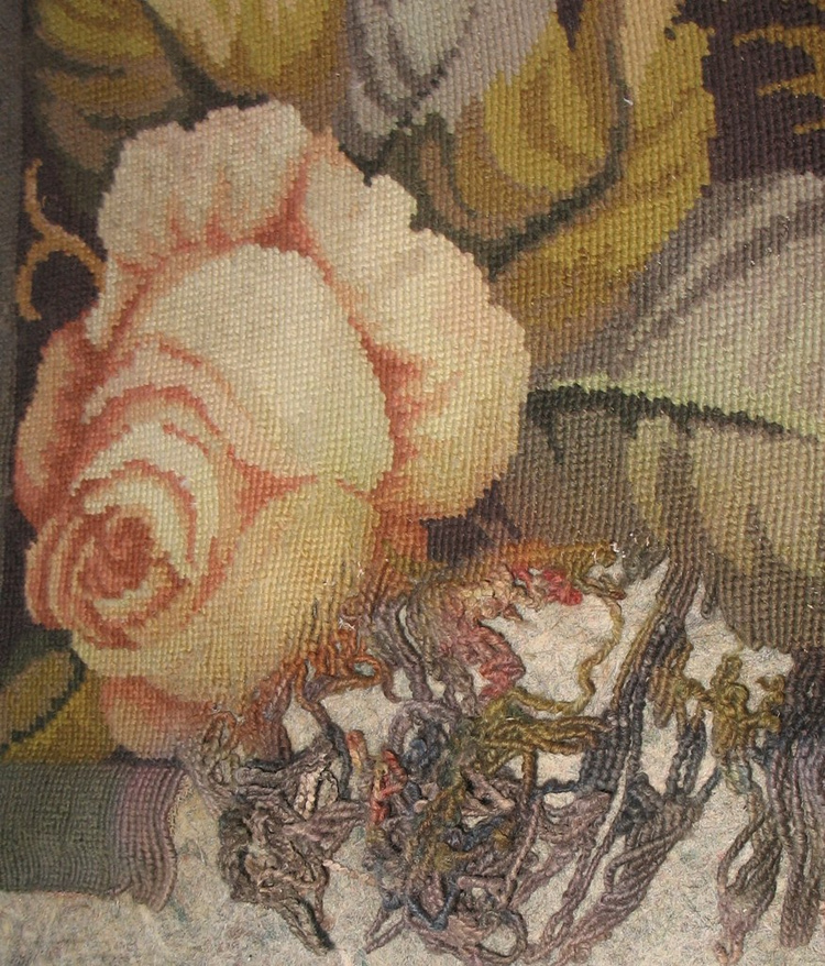 French Needlepoint Before Reweaving