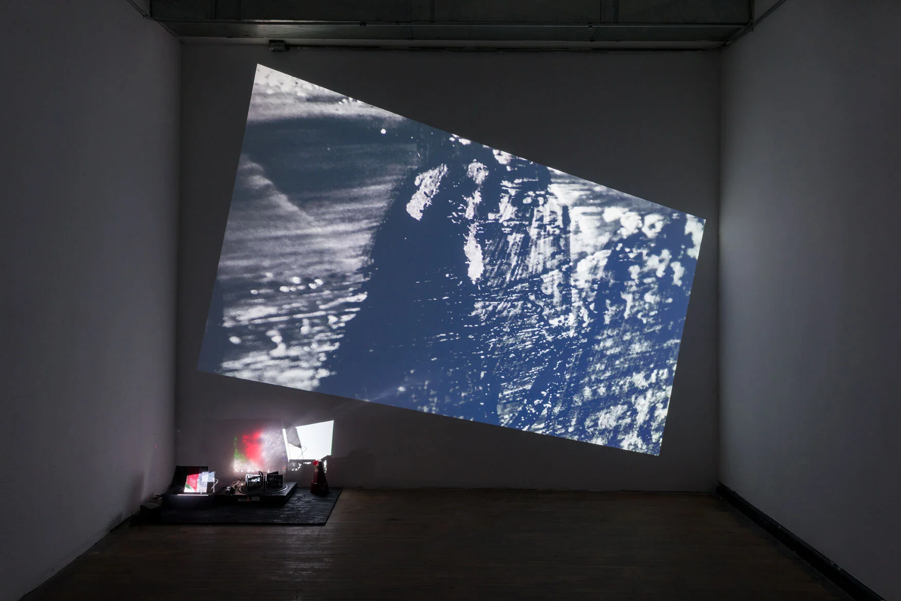 Cassie Riger, Night of the Hunter, installation art, video projection, record player