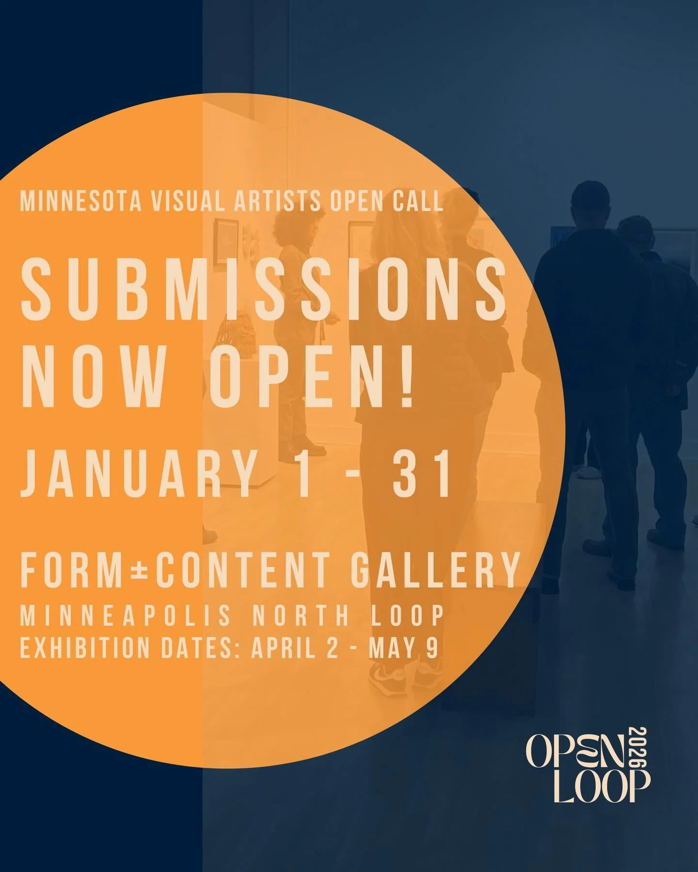 Minnesota artists! We want to see your work! Submissions now open January 1st through 31st for Open Loop 2026 with guest juror, @kyliehoang of the Minnesota Museum of American Art! All Minnesota visual artists working in 2D, 3D or video are welcome t