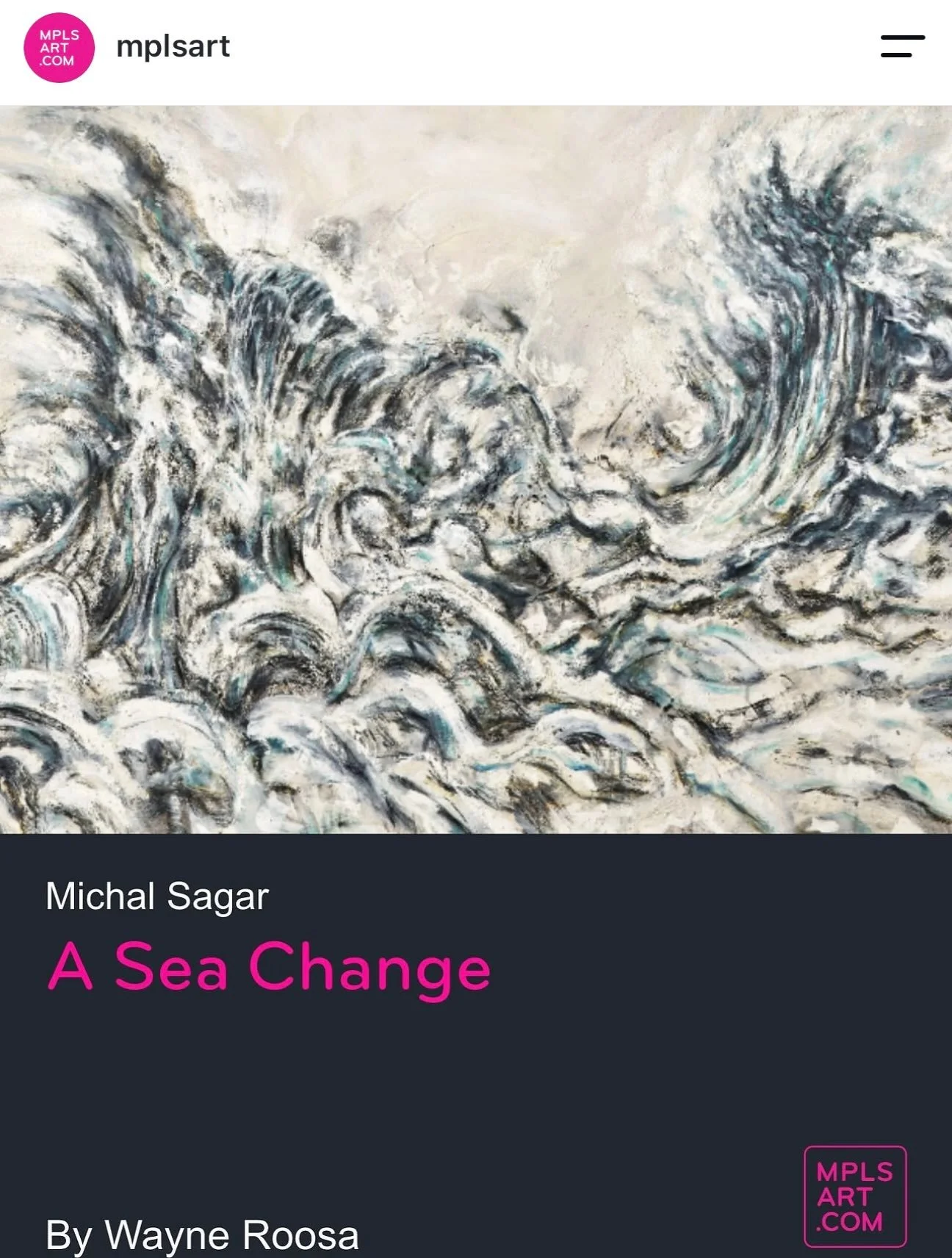 Check out this wonderful article written for @mplsart by @wayneroosa about SEA CHANGE by Michal Sagar. 

@wayneroosa writes, &ldquo;As you enter Michal Sagar&rsquo;s installation, Sea Change, you are lifted by water. Not calm water but restless water