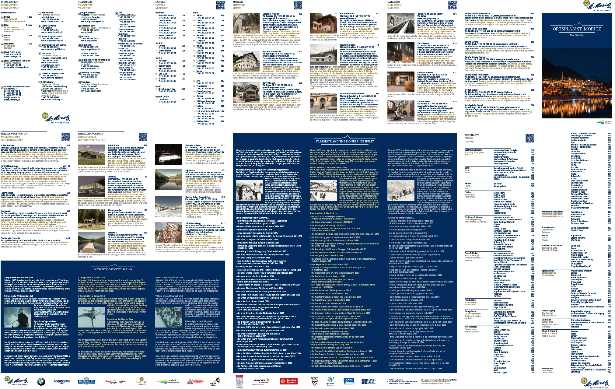 St. Moritz tourism map with town history // Summer 2018