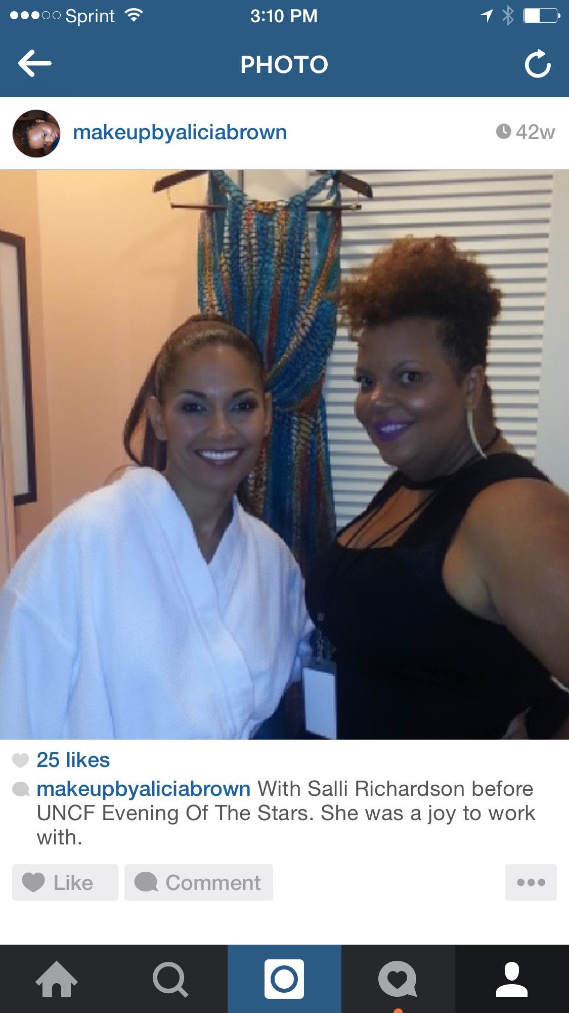 With actress Sally Richardson after completing her makeup.