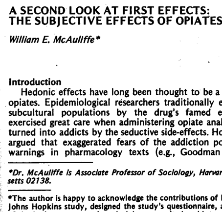 A second look at first effects: the subjective effects of opiates in nonaddicts