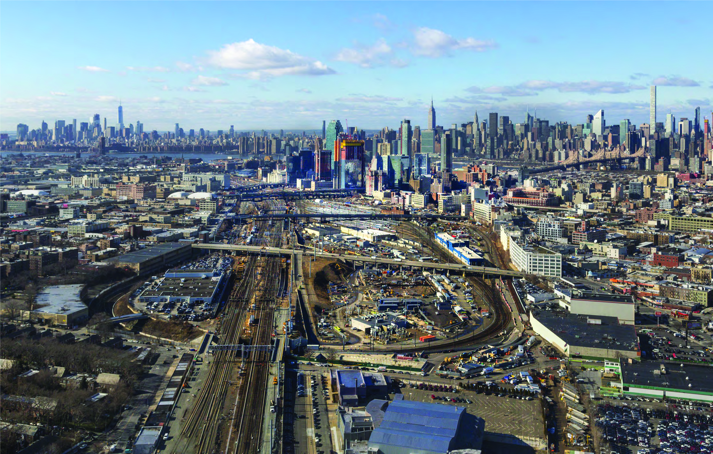 Overall Aerial of Sunnyside Yard in 2016. Looking west towards Long Island City and Midtown Manhattan