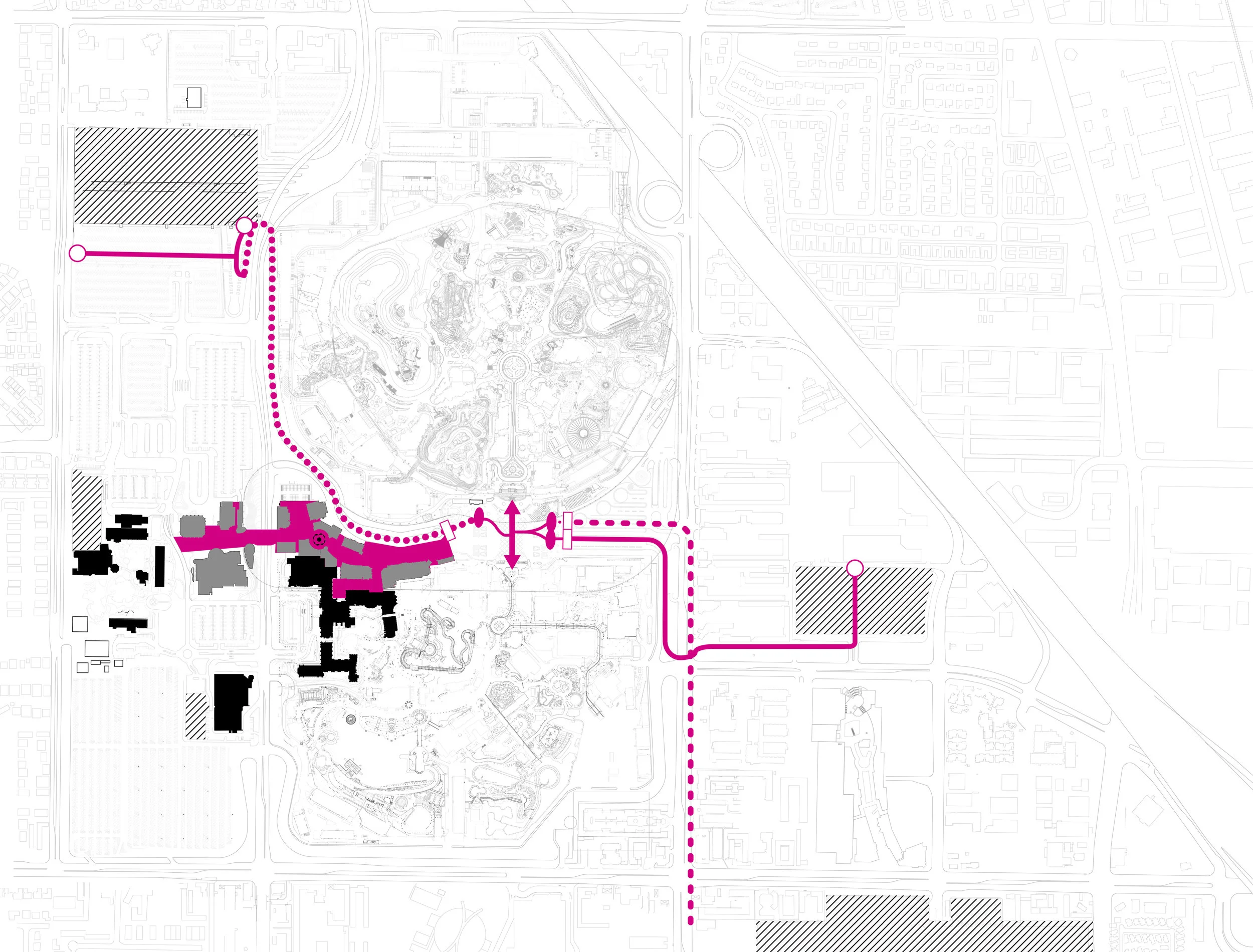 Existing "immersion zone" is completley bypassed by a majority of guests arriving from Disney's structure parking.