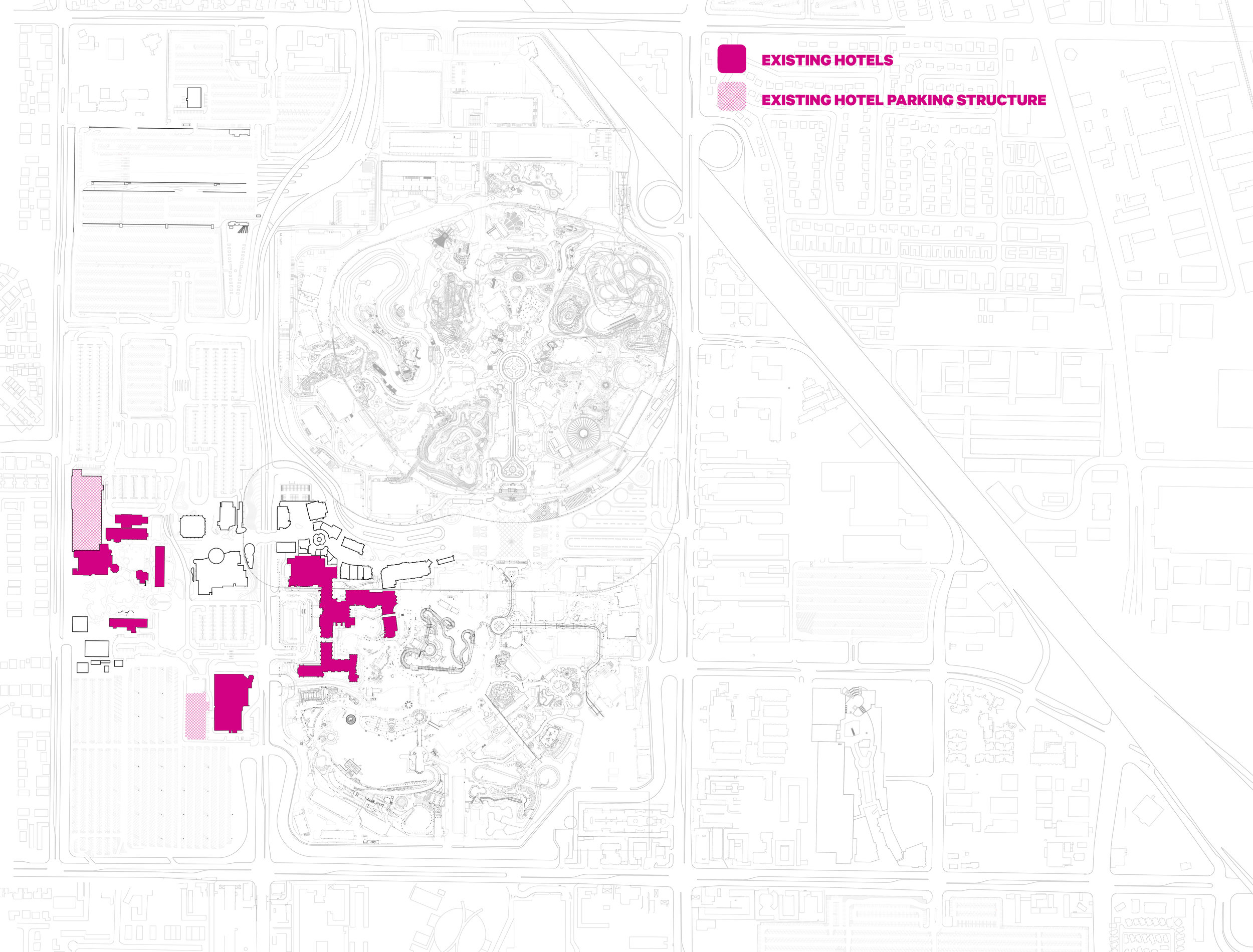Existing hotels and hotel parking