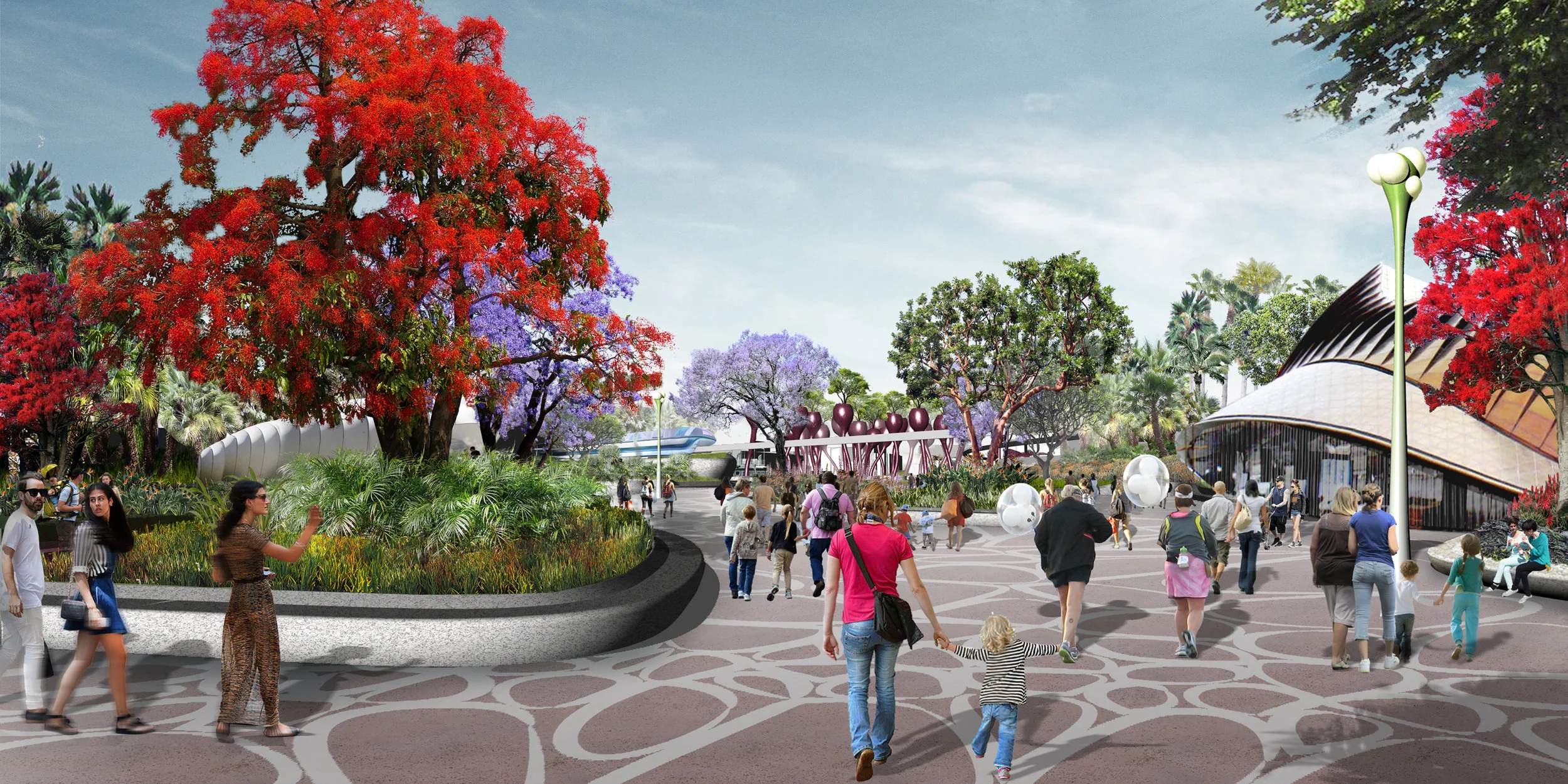 Walking towards the main plaza from the East Esplanade