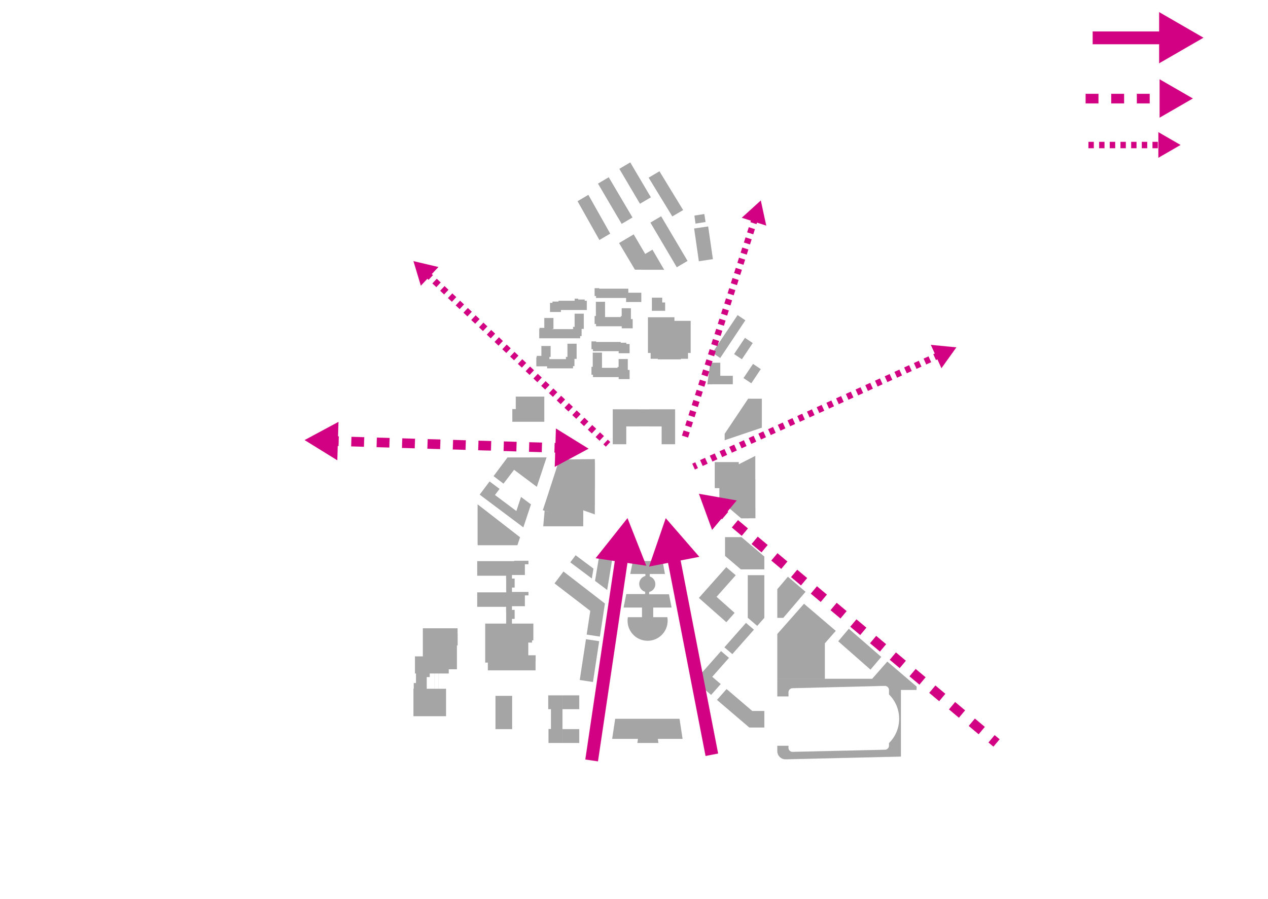Primary axes through the site