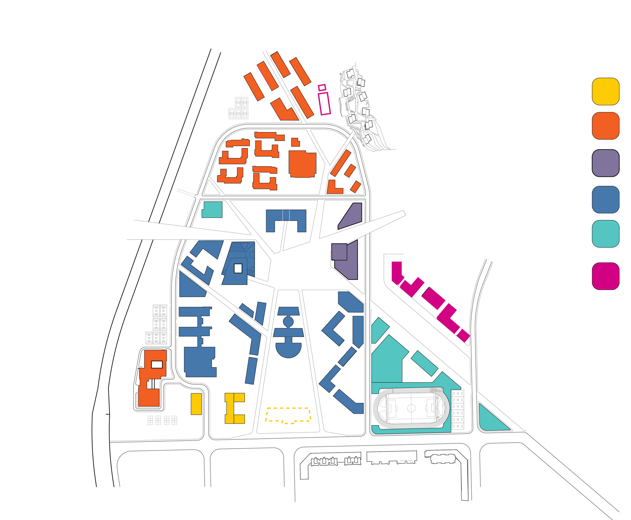 Programs organized through quasi-traditional American campus quads