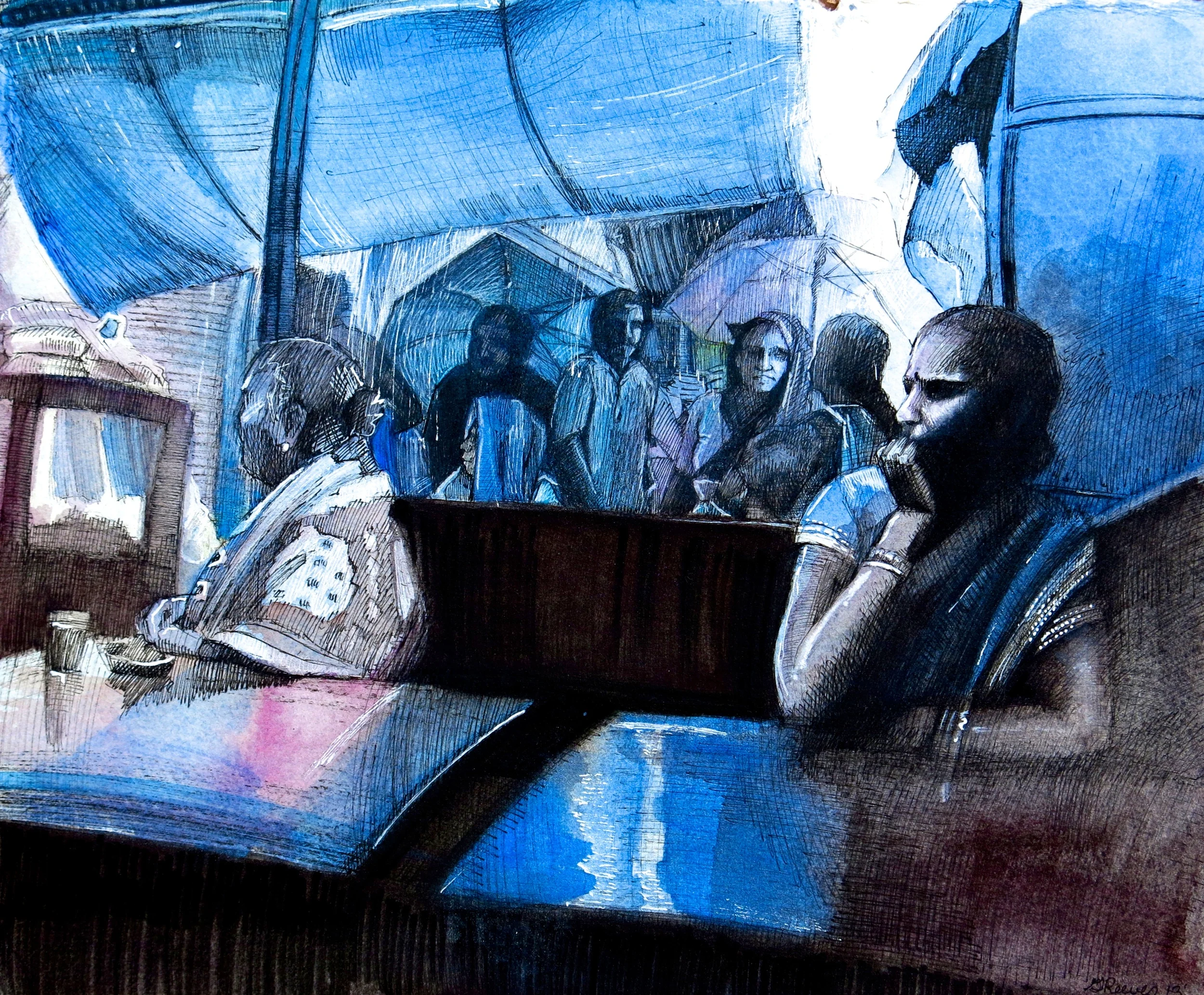“Monsoon Colors” Mixed Media on Paper, 2013. A response to living in India during the Monsoon season. $375 SOLD