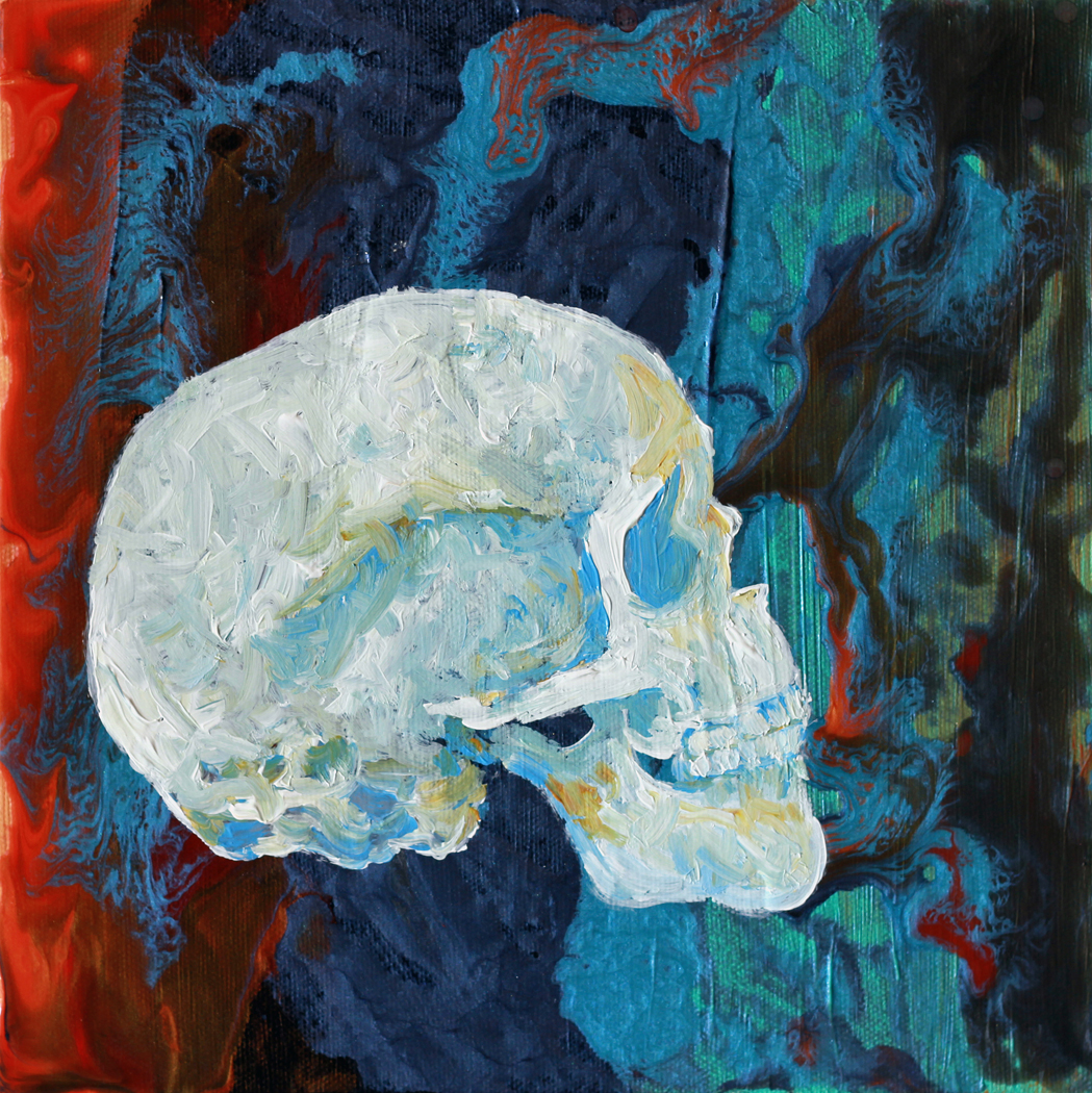 "Skull 3" 10"x10" Acrylic On Canvas $400