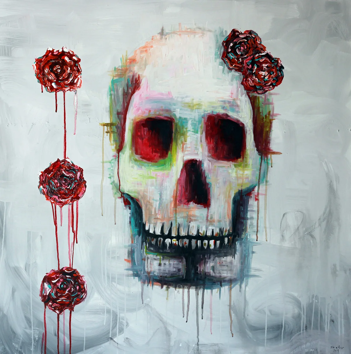 "Skull 2" 40"x40" Acrylic On Canvas $5000