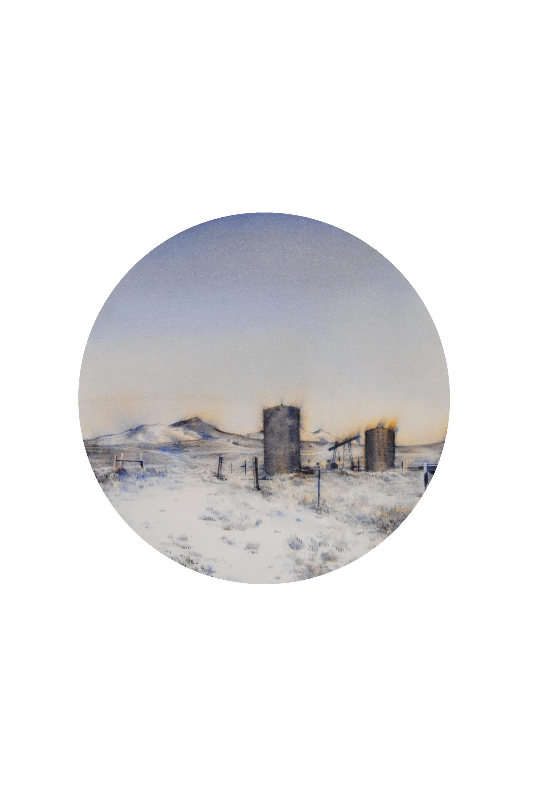 "Rounds Oil Tanks" 15"x15" Quink On Watercolor Paper $480