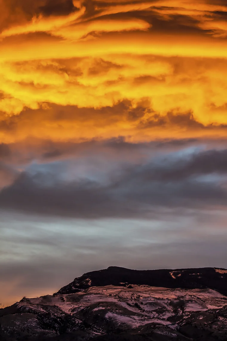 Fiery Sunset on Rattlesnake Mountain Fine Art Framed $475