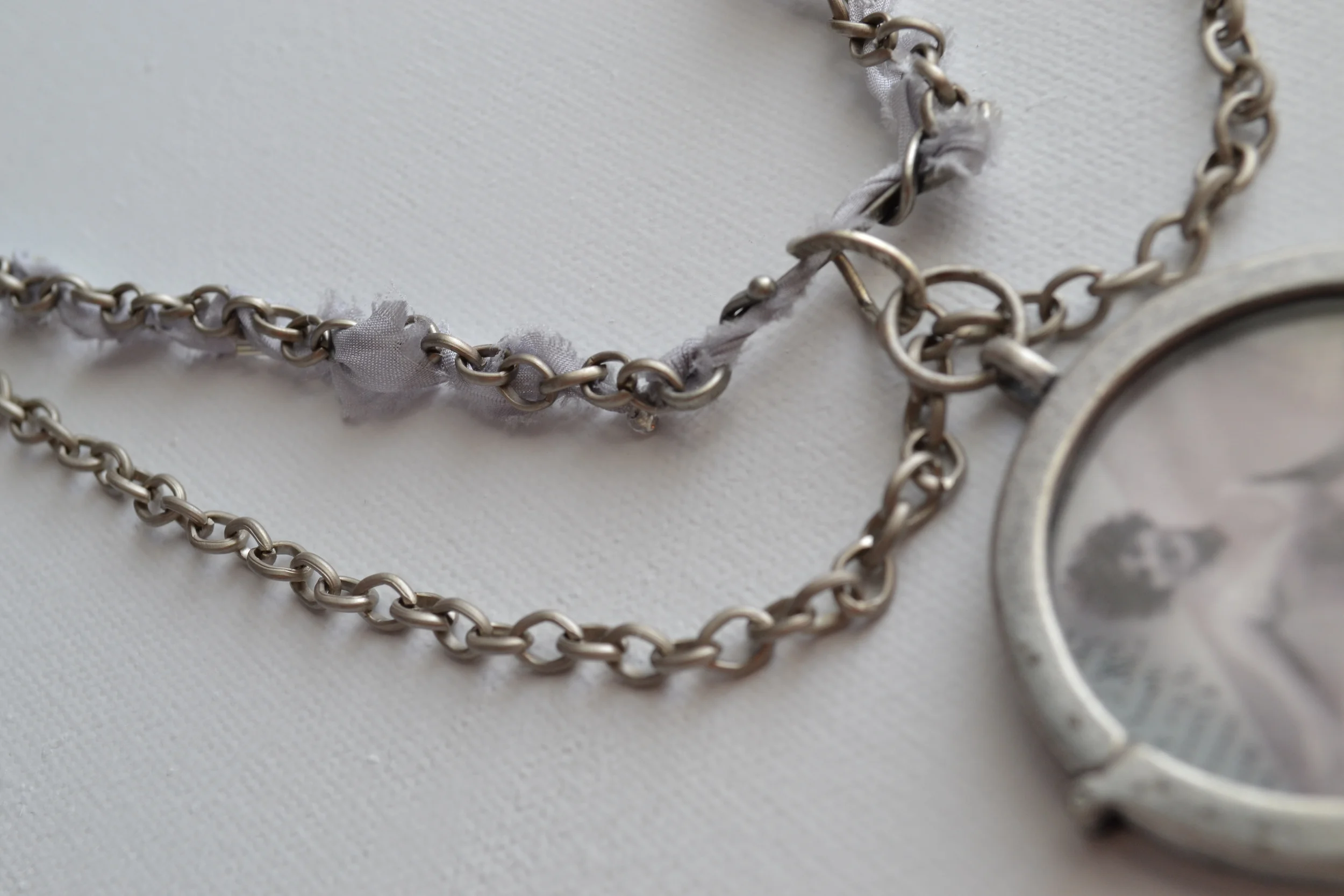 the dancers necklace from L.E.W. designs. Featuring silk ribbon.  Handmade. Click through for more (3).JPG