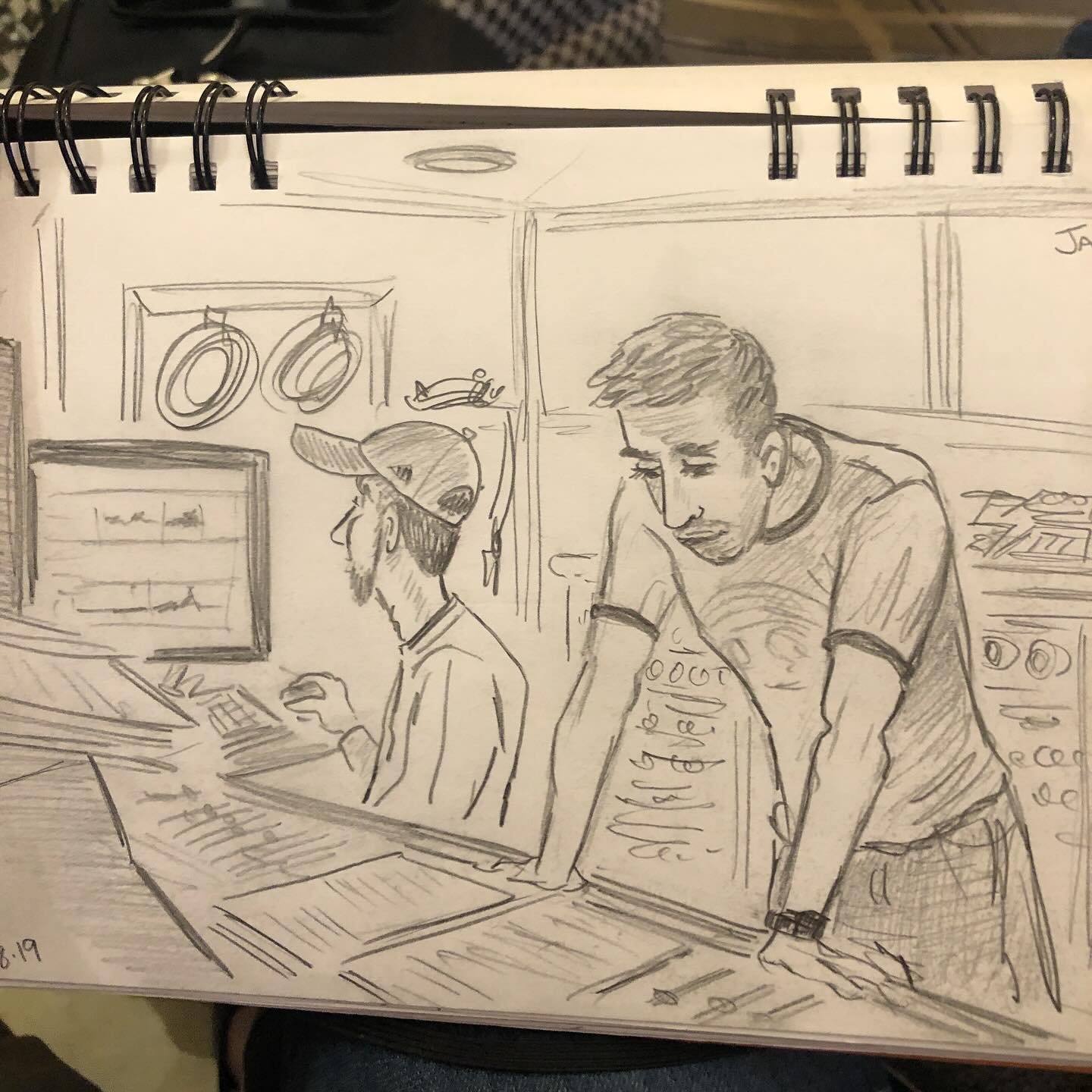 @jtmonaco at the board while recording music for @toystory Lamp Life. We were at a small tucked away recording studio in Hollywood. Jake had his hands full with this short that had multiple music styles and cues l. He did an incredible job!  At this 