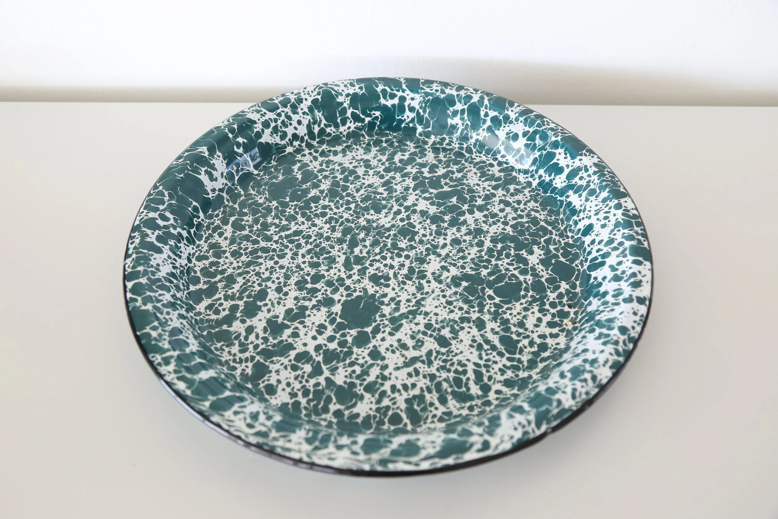 Vintage Speckled Enamel Large Serving Plate
