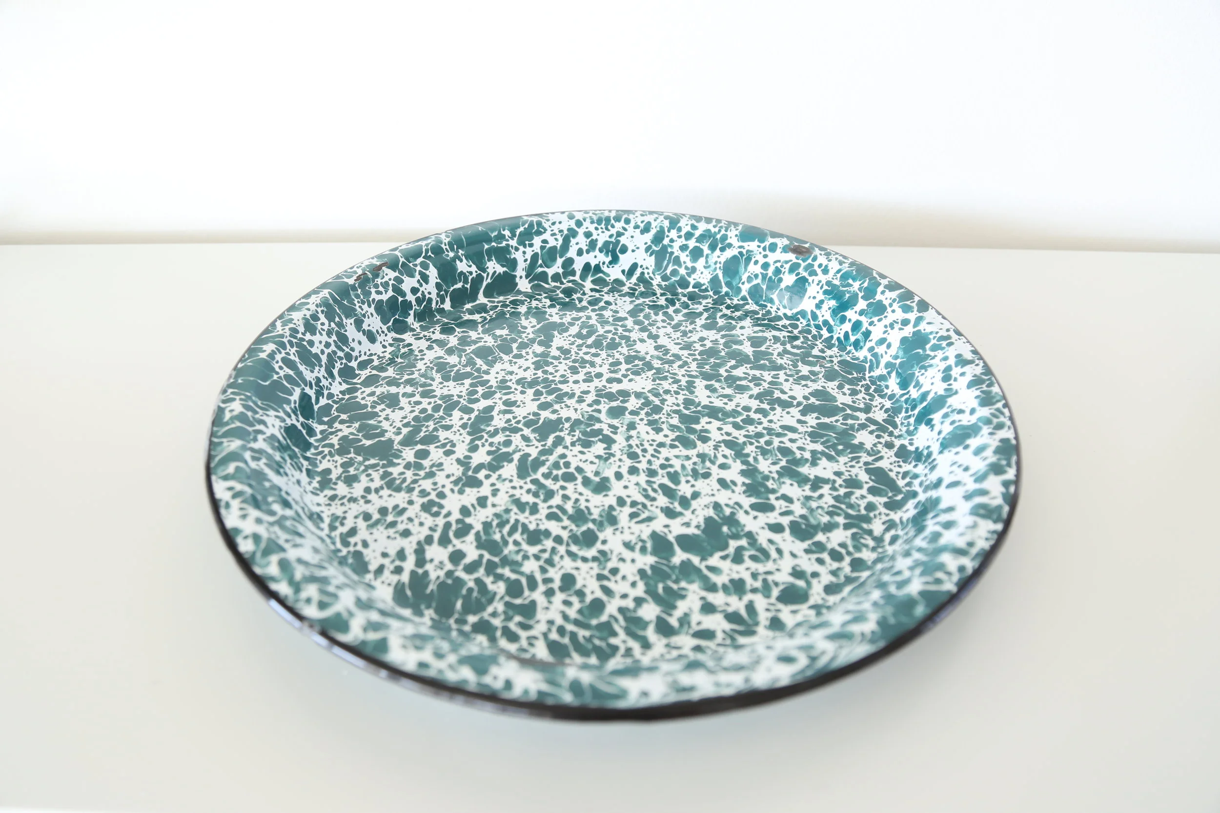 Vintage Enamel Speckled Large Plate